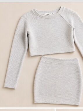 TREBECK Ribbed Crop Top & Mini Skirt Set ✨ Soft Matching Set